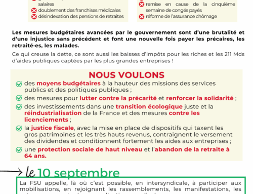 10 et 18 septembre : Pour un autre budget et la justice sociale !